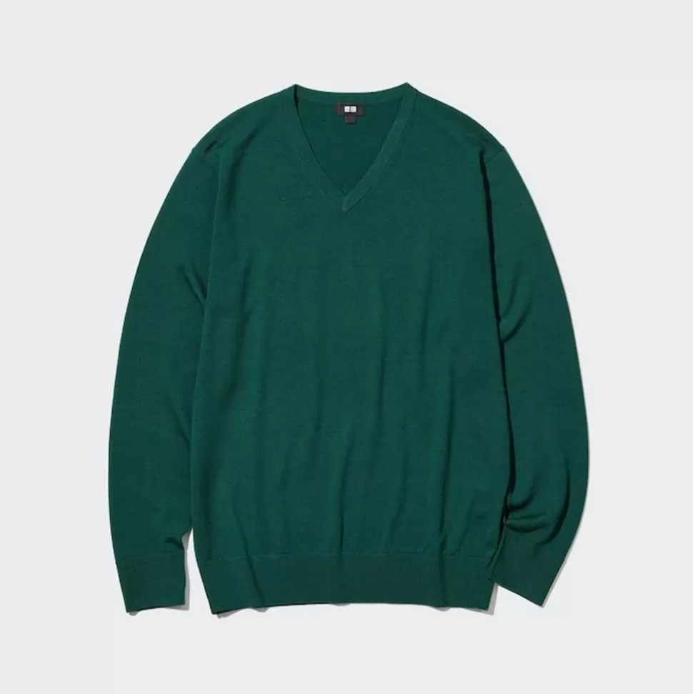 UNIQLO Pullover & Strickjacken*100 % Extra Feine Merinowolle Pullover Mit V-Ausschnitt