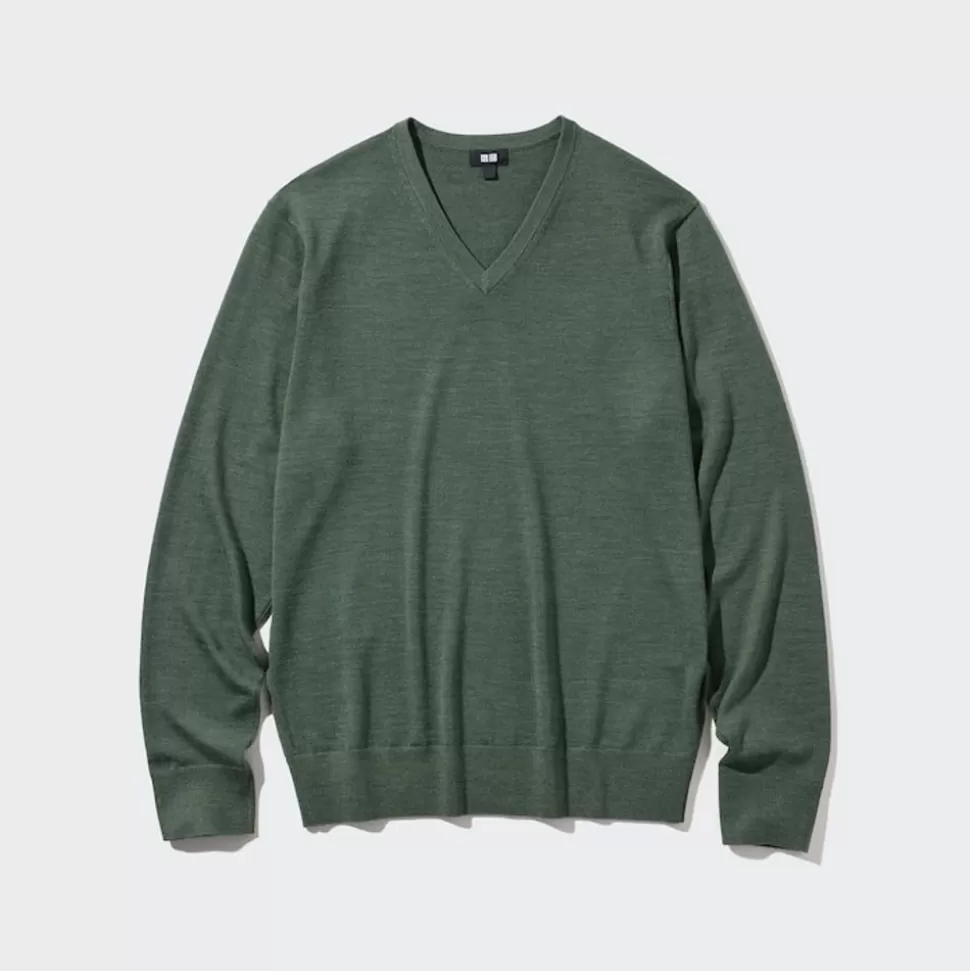 UNIQLO Pullover & Strickjacken*100 % Extra Feine Merinowolle Pullover Mit V-Ausschnitt