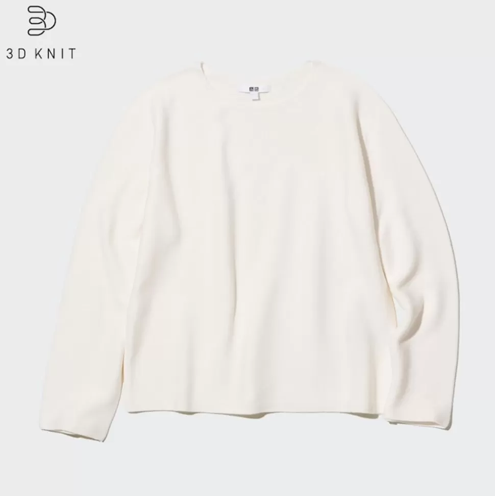 UNIQLO Pullover & Strickjacken*3D Knit Nahtloser Baumwoll Pullover Grauweis