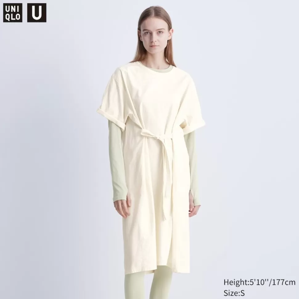 UNIQLO Kleider, Jumpsuits & Overalls*Abgerundetes Seersucker Kurzarm Kleid