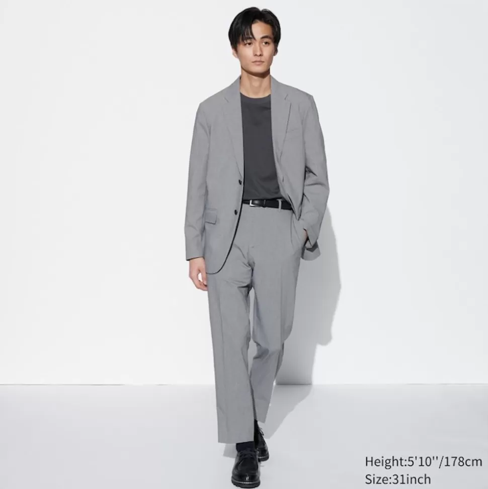 UNIQLO Hosen, Chinos & Jogginghosen*Airsense Hose (Hahnentritt, Lang) Grau
