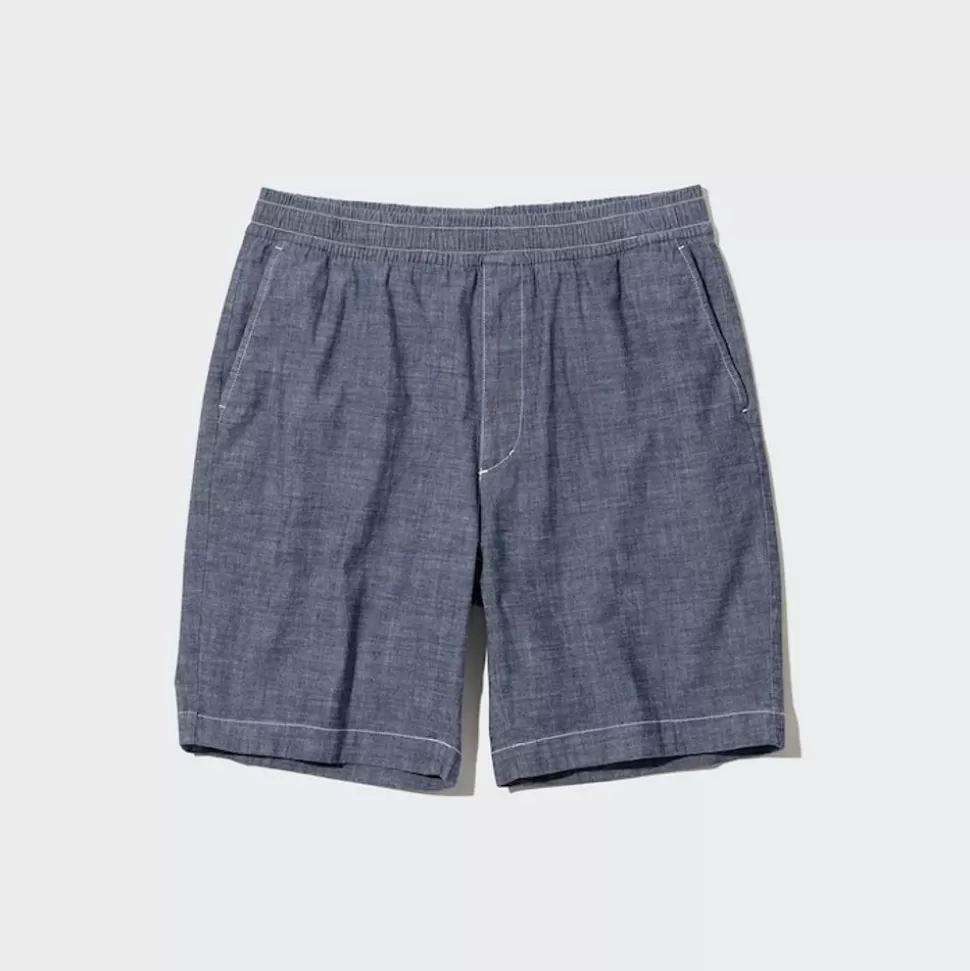 UNIQLO Hosen, Chinos & Jogginghosen*Chambray Stretch Easy Shorts Blau