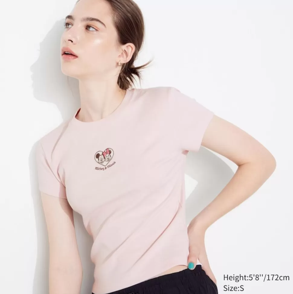 UNIQLO T-Shirts & Oberteile*Disney Collection Ut Bedrucktes Cropped T-Shirt Pink