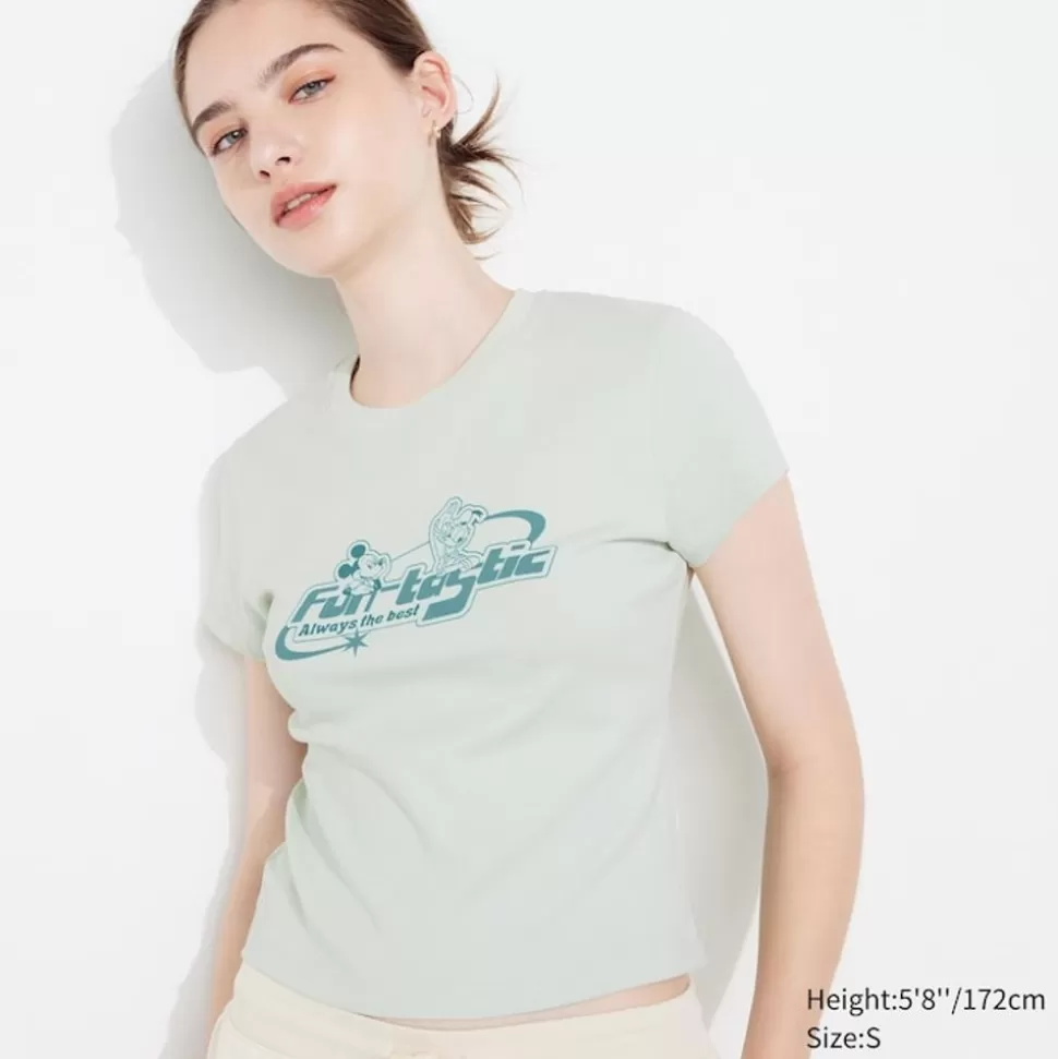 UNIQLO T-Shirts & Oberteile*Disney Collection Ut Bedrucktes Cropped T-Shirt Hellgrun