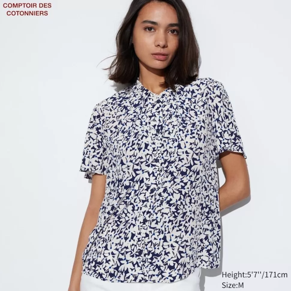 UNIQLO Hemden & Blusen*Gemusterte Viskose Kurzarm Bluse