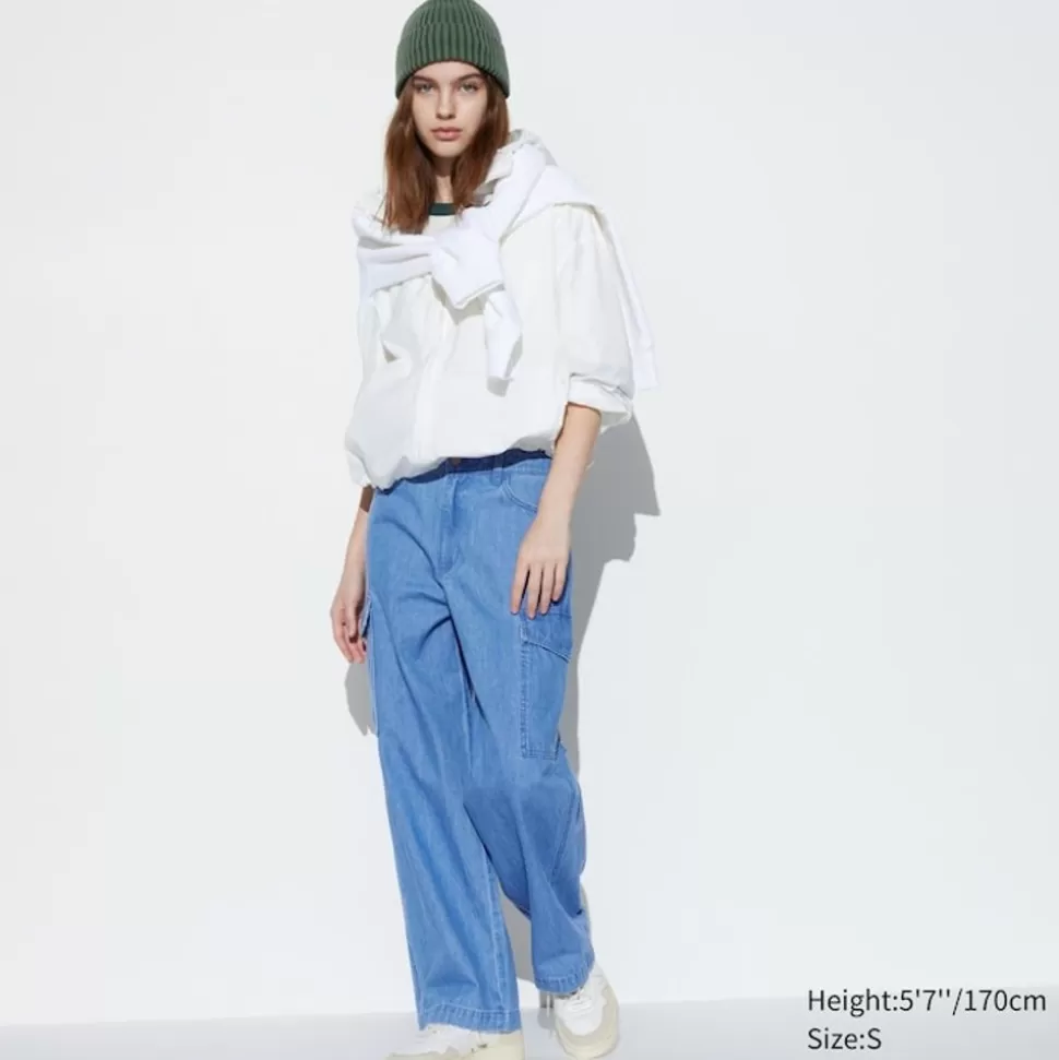 UNIQLO Jeans*Gerade Cargo Jeans (Wide Fit) Blau
