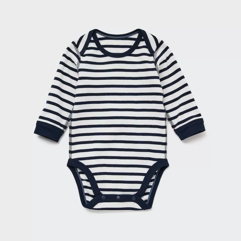 UNIQLO Strampler & Bodys*Gestreifter Langarm Body (6 - 24 Monate) Dunkelblau