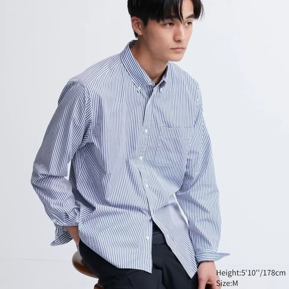 gestreiftes_extra_feine_baumwolle_hemd_2.webp UNIQLO Hemden*Gestreiftes Extra Feine Baumwolle Hemd