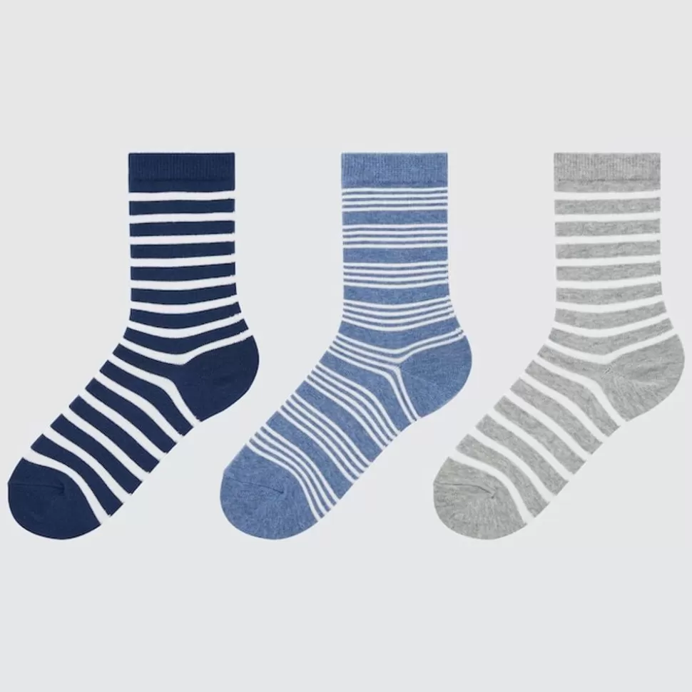 UNIQLO Socken, Strumpfhosen & Leggings*Kinder Gestreifte Socken (3 Paar) Blau