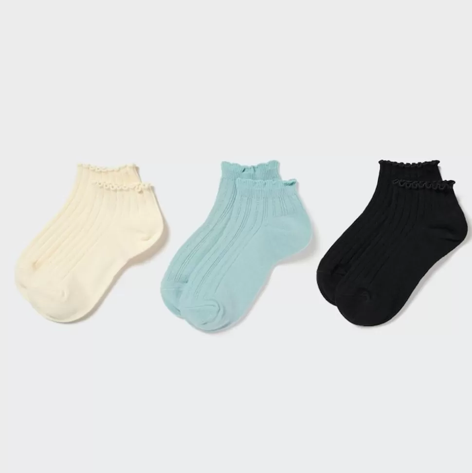 UNIQLO Socken, Strumpfhosen & Leggings*Kinder Kurzsocken Mit Ruschen (3 Paar) Natural