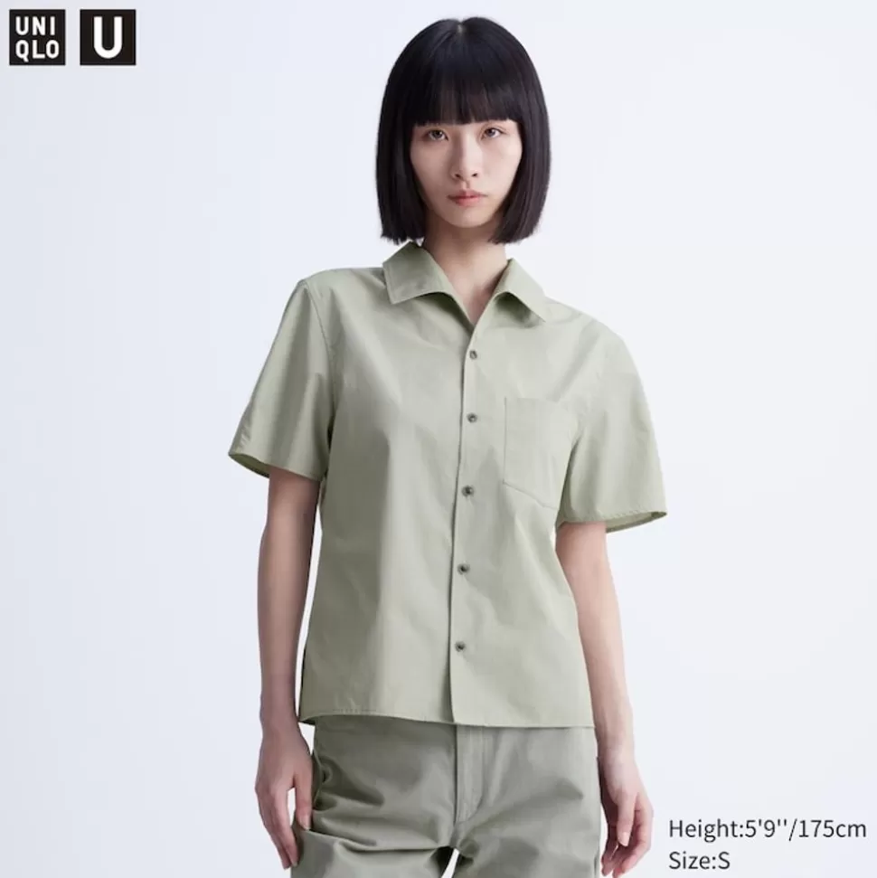 kurzarm_bluse_mit_weitem_kragen_2.webp UNIQLO Hemden & Blusen*Kurzarm Bluse Mit Weitem Kragen