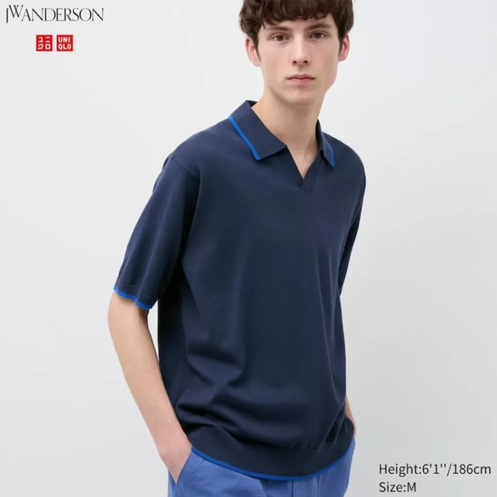UNIQLO Poloshirts*Kurzarm Strick-Poloshirt Blau