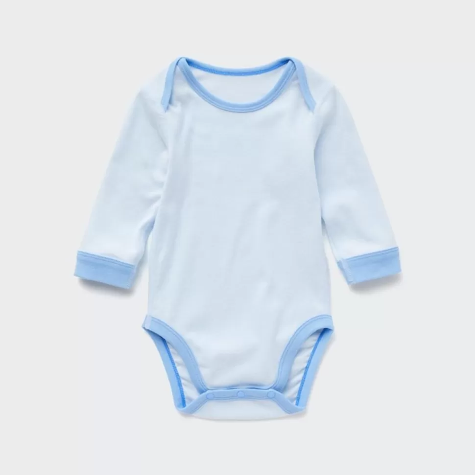 UNIQLO Strampler & Bodys*Langarm Body (Colourblock) Hellblau