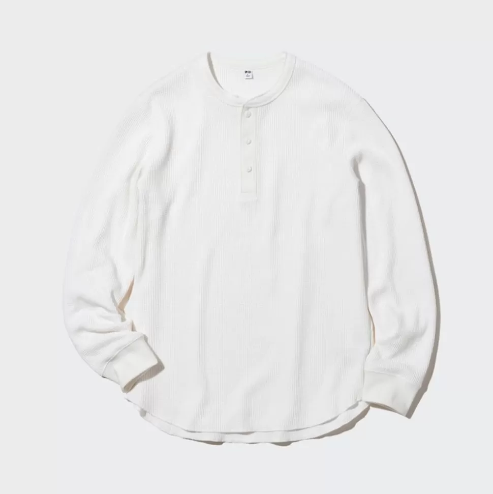 UNIQLO T-Shirts & Oberteile*Langarmshirt In Waffeloptik Mit Henley-Ausschnitt