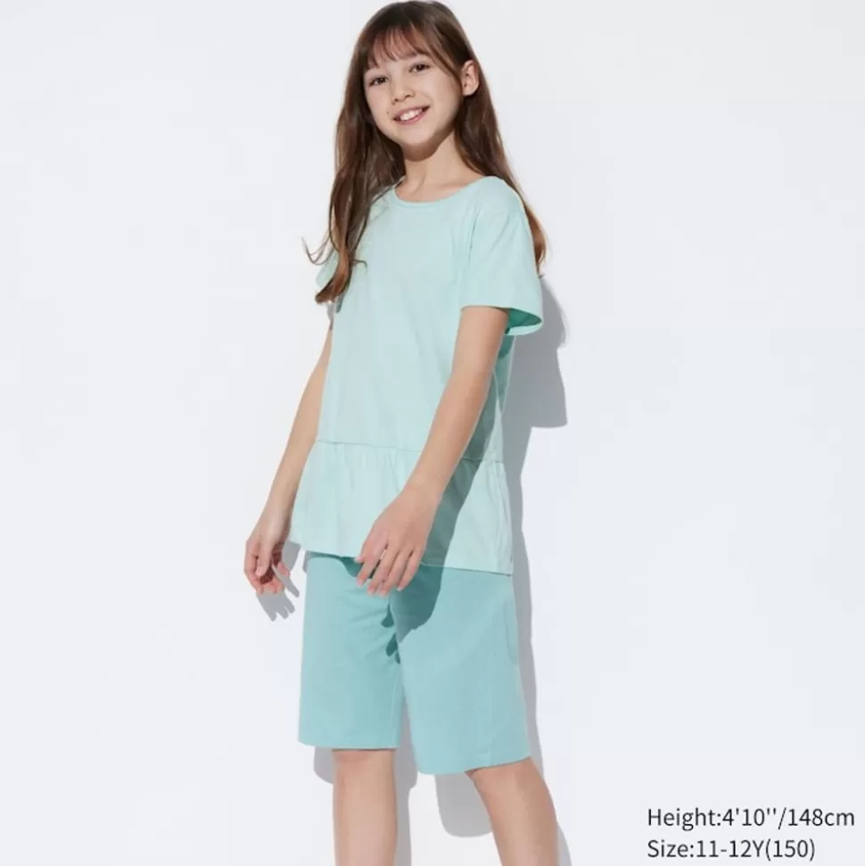 UNIQLO Pyjamas*Madchen Airism Baumwolle Kurzarm Lounge Set