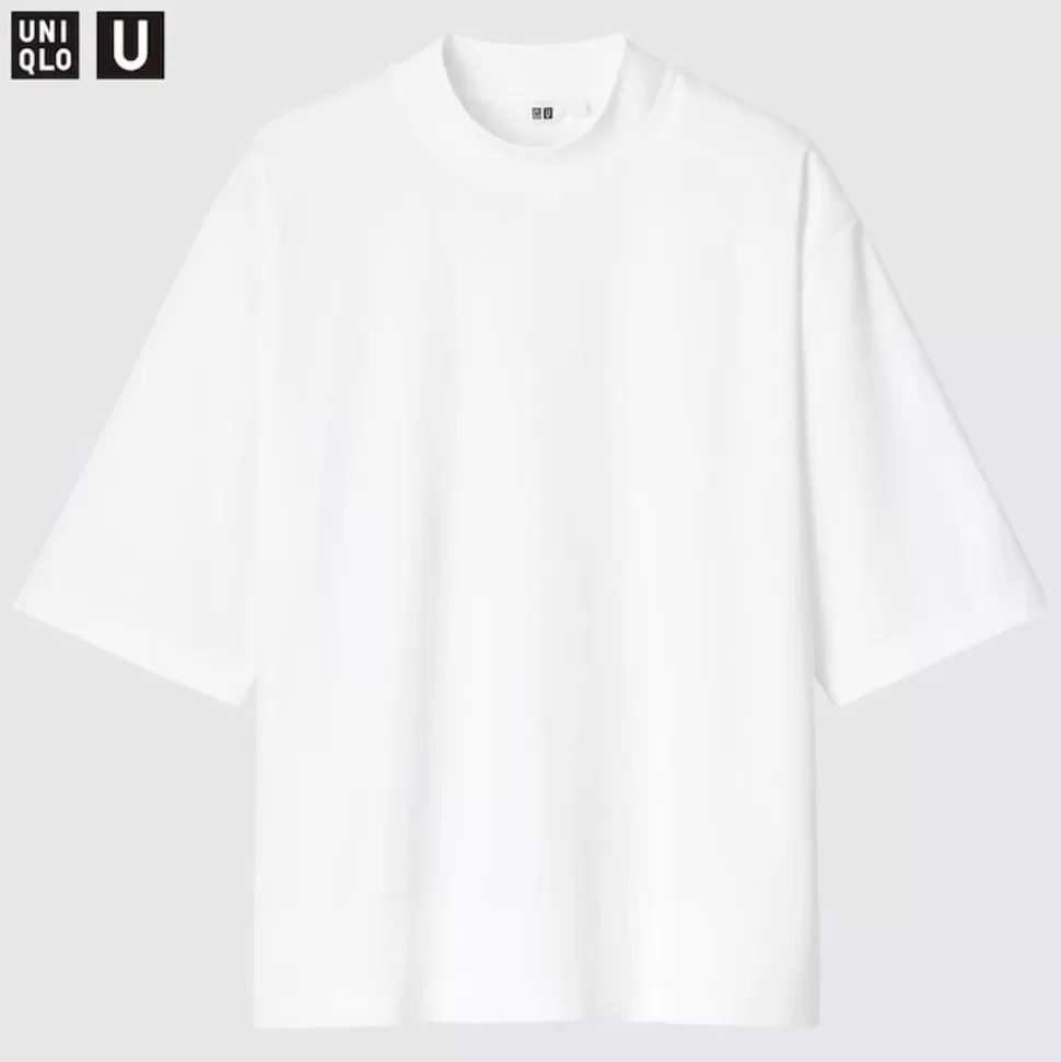 UNIQLO T-Shirts & Oberteile* U Oversized Airism Baumwolle Halbarm T-Shirt Mit Stehkragen